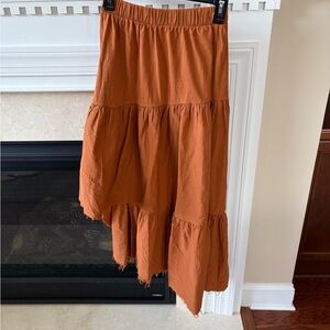 Zara Rust Tiered Asymmetrical Skirt